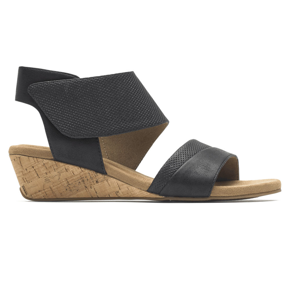 Rockport Sandaler Dam Svarta - Calia Mid Wedge Cuff - EBUIH9174